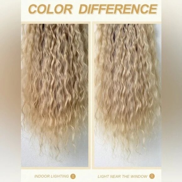 24 In Curly Wave Natural Light Ash Blonde 7pcs hair set Extensions - Clip ins - Picture 3 of 8